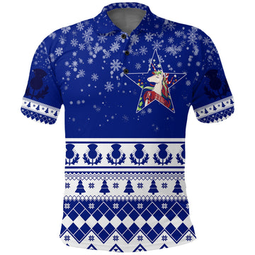 Winter Scottish Unicorn and Thistle Pattern Polo Shirt LT7