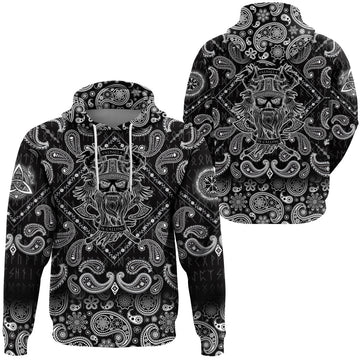 Viking Hoodie Valhallis Calling with Bandana Paisley Style RLT12