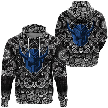 Viking Hoodie Warrior Knight with Bandana Paisley Style RLT12