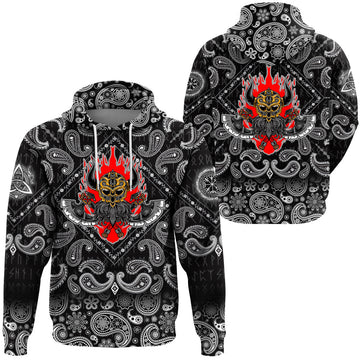 Viking Hoodie Warrior New with Bandana Paisley Style RLT12