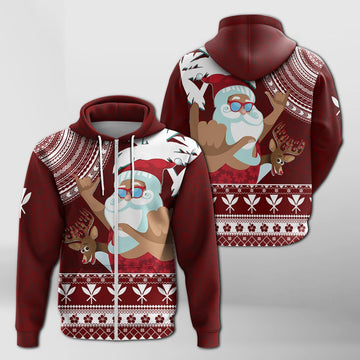 Tropical Christmas Tanned Santa Claus Hawaii Zip Up Hoodie LT7