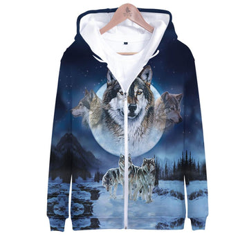 Wolves Native American Zip Hoodie LT10