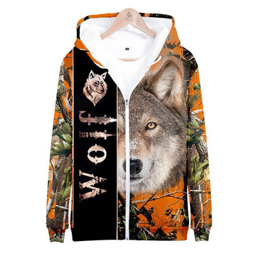 Wolf Orange Native American Zip Hoodie LT10