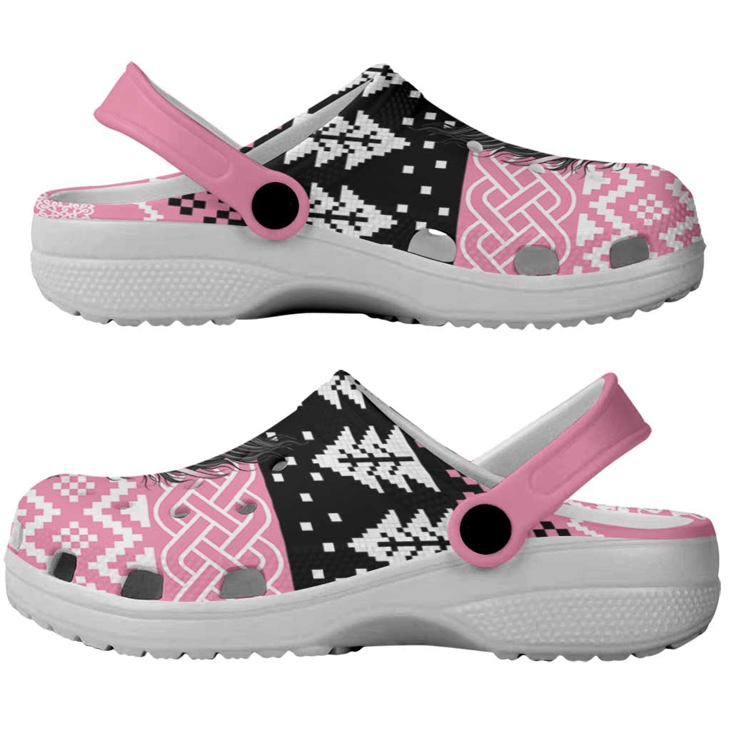 Anglesey Wales Christmas Clogs Shoes Pink Mari Lwyd Welsh Celtic Knot LT19
