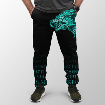 Viking Jogger (Women's/Men's) Fenrir Wolf Cyan Near Shoulder RLT12
