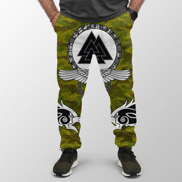 Viking Jogger (Women's/Men's) Raven Of Odin and Symbol Viking On Camo Background RLT12