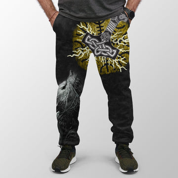 Viking Jogger (Women's/Men's) Fenrir Fight Mjolnir Of Thor On Helm Of Awe RLT12