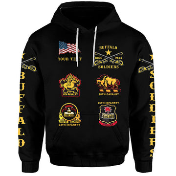 Custom Buffalo Soldiers Hoodie African American Military Original Style Black LT8