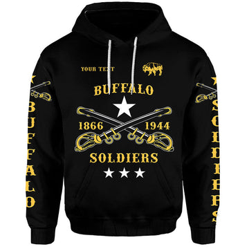 Custom Buffalo Soldiers Hoodie African American Military Simple Style Black LT8