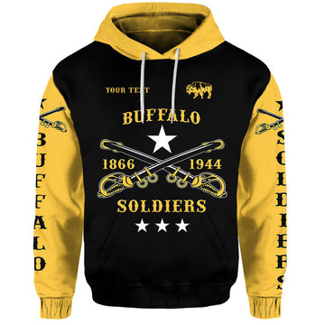 Custom Buffalo Soldiers Hoodie African American Military Simple Style Black Gold LT8