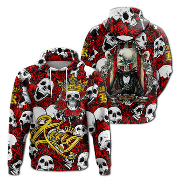 Custom Skull Rose King Death Cannot Divide Us Hoodie LT2