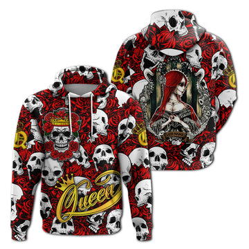 Custom Skull Rose Queen Death Cannot Divide Us Hoodie LT2
