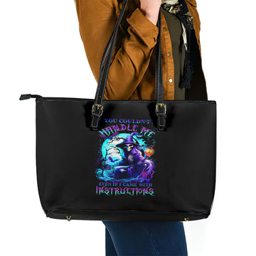 Witch Skull Leather Tote Bag You Couldn't Handle Me Even With Intrustions DT01