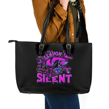 Graffiti Skull Leather Tote Bag I Talk I Smile But Be Carefull When I Silent DT01