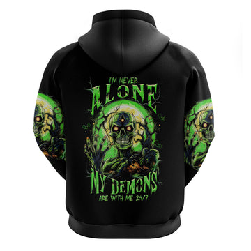 Zombie Skull Hoodie I Never Alone My Demon With Me 24/7 DT01