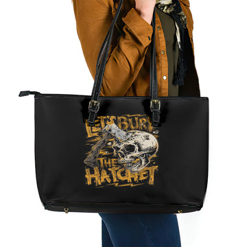 Axe Skull Leather Tote Bag Let's Bury The Hatchet DT01