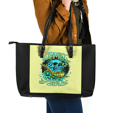 Turtle Skull Leather Tote Bag Sassy Since Birth Salty By Choice DT01