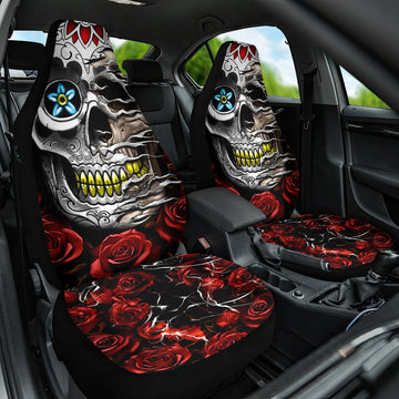 Dia De Muertos Car Seat Cover Day Of The Death Rose Skull DT01