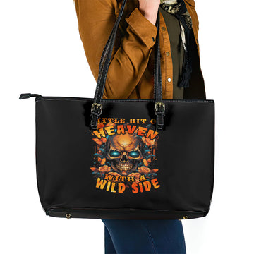 Flower Skull Leather Tote Bag Litte Bit Of Heaven With A Wild Side DT01