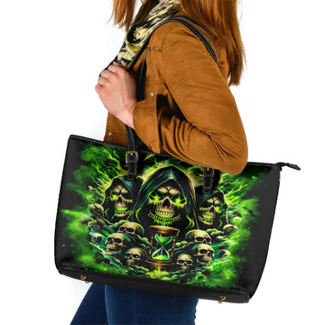 Flame Skull Leather Tote Bag I Have 3 Sides Quite Sweet Funny Crazy DT01