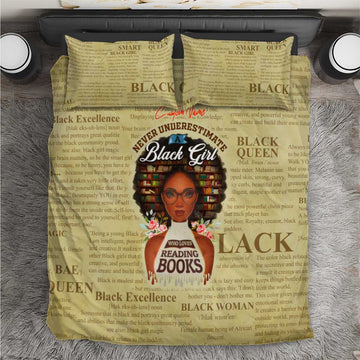 Personalized Black Girl African Bedding Set Never Underestimate A Book Lover DT02