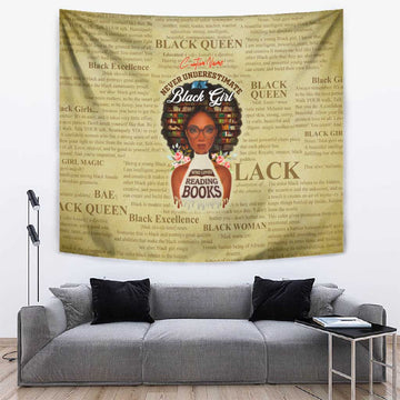 Personalized Black Girl African Tapestry Never Underestimate A Book Lover DT02