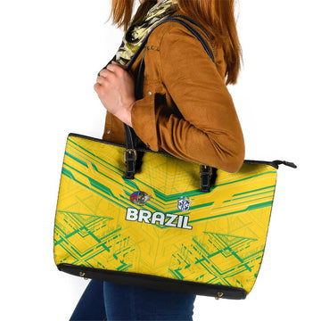 Brazil Football 2024 Leather Tote Bag Selecao Bright Yellow DT02
