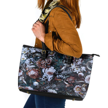 Skulls White Nightmare Leather Tote Bag DT02