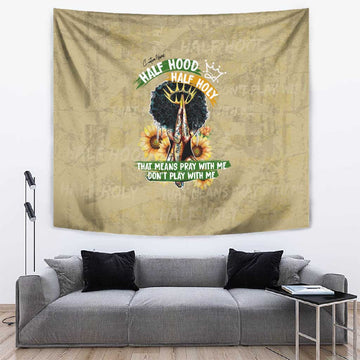 Personalized African Women Tapestry Half Hood Half Holy DT02