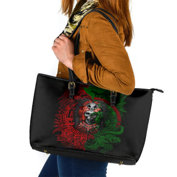 Skulls Aztec Warriors Leather Tote Bag DT02