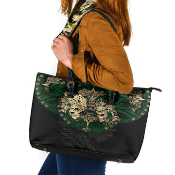 Aztec Warrior Skulls Leather Tote Bag DT02