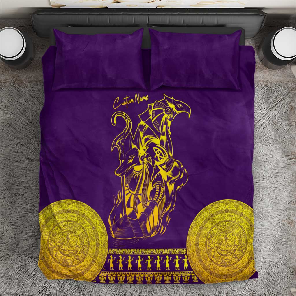 Anubis and Horus Bedding Set Egyptian God Purple DT02