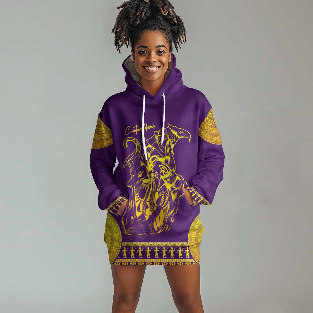 Anubis and Horus Hoodie Dress Egyptian God Purple DT02
