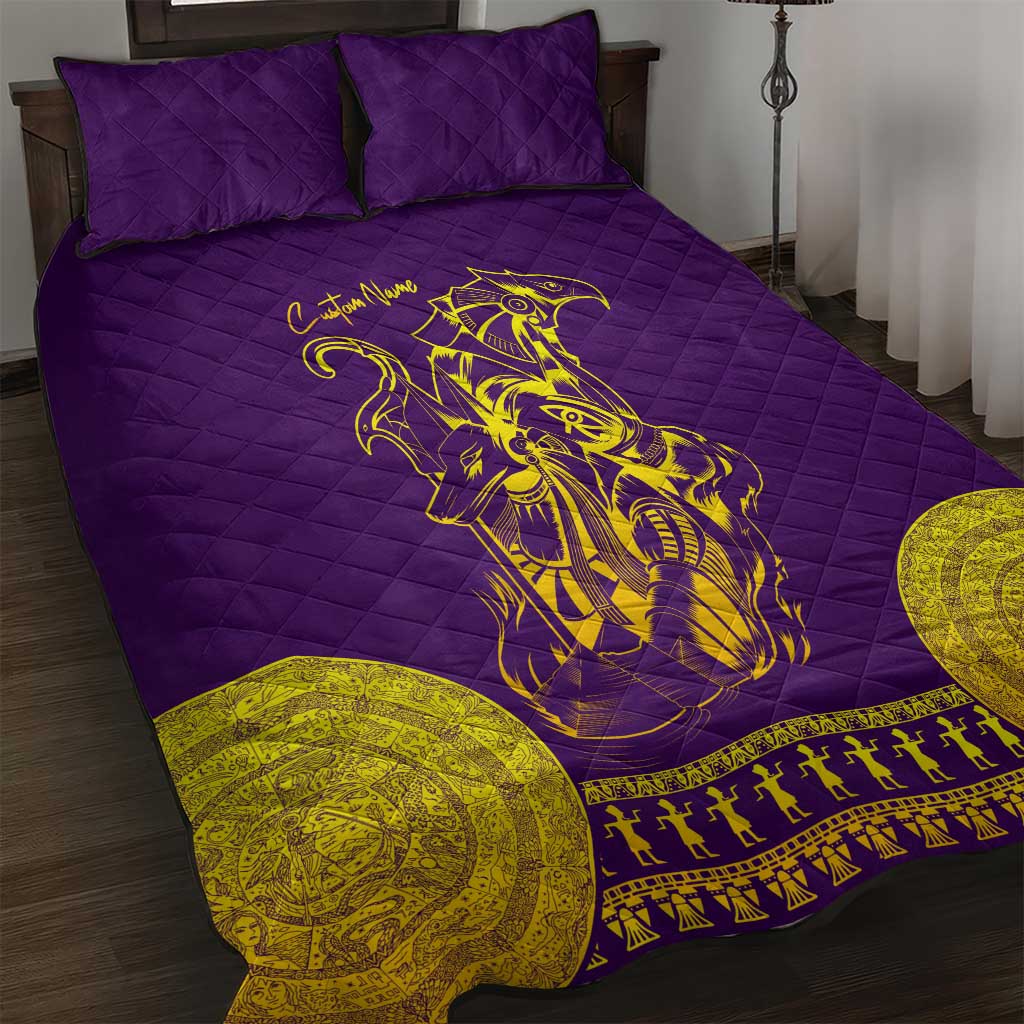 Anubis and Horus Quilt Bed Set Egyptian God Purple DT02