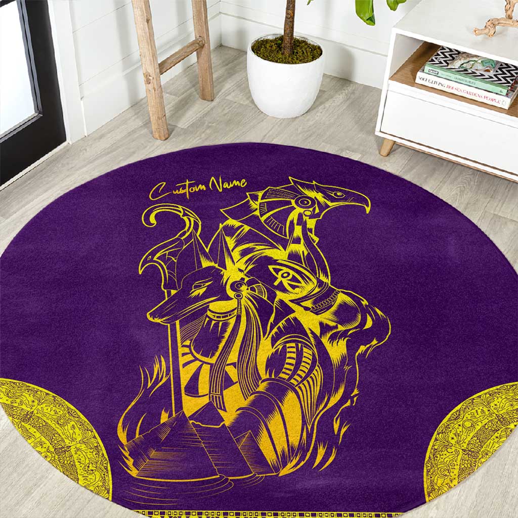Anubis and Horus Round Carpet Egyptian God Purple DT02