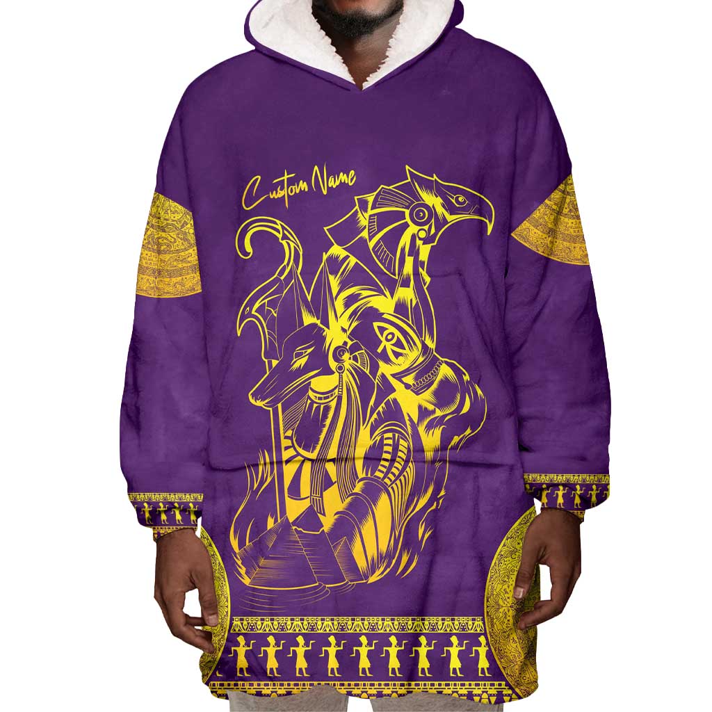 Anubis and Horus Wearable Blanket Hoodie Egyptian God Purple DT02