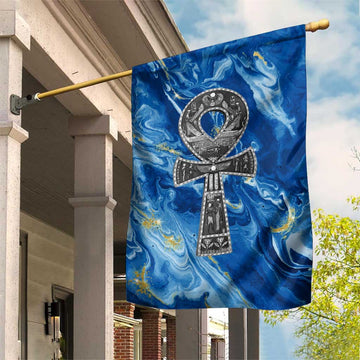 Ankh On Blue Garden Flag Pan African DT02