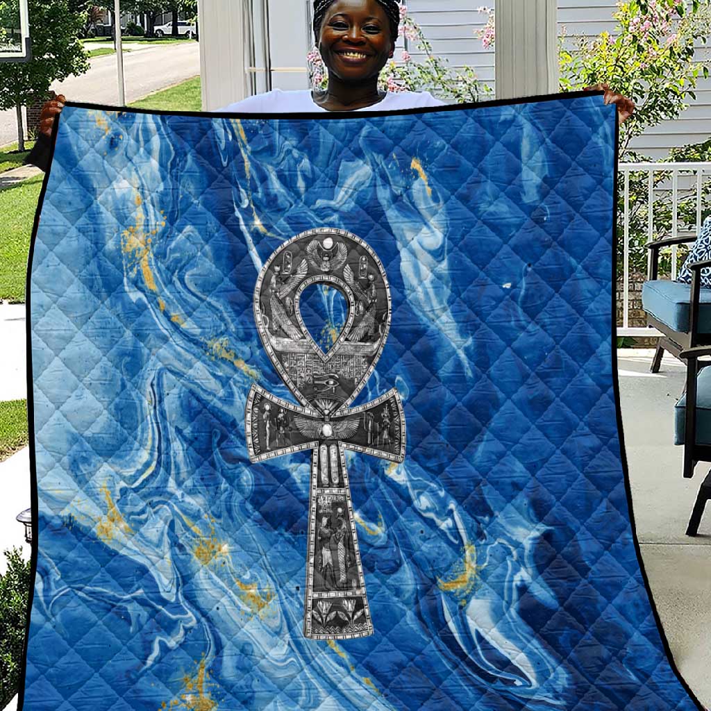 Ankh On Blue Quilt Pan African DT02