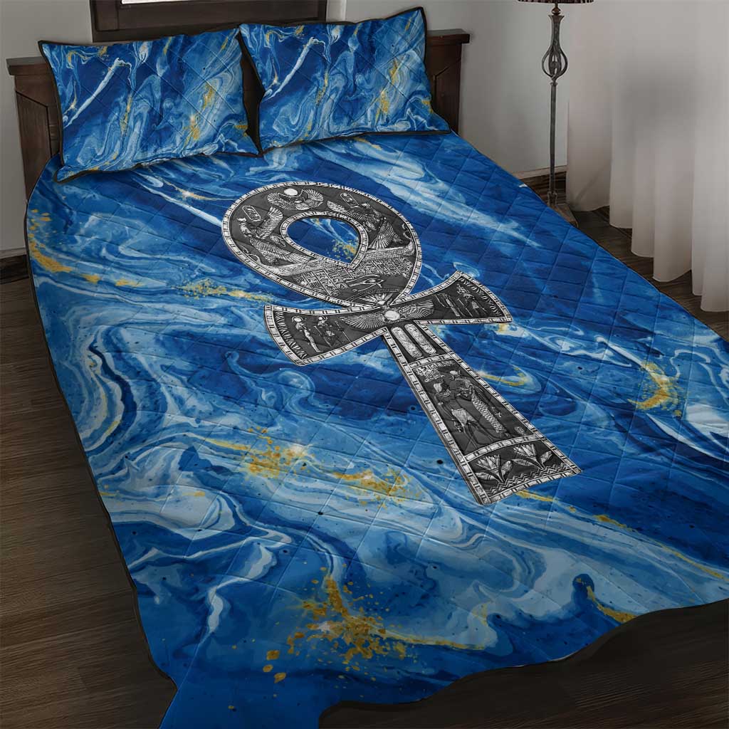 Ankh On Blue Quilt Bed Set Pan African DT02