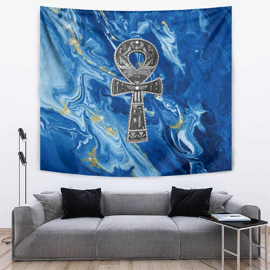 Ankh On Blue Tapestry Pan African DT02
