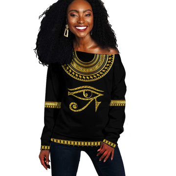 Eyes Of Horus Off Shoulder Sweater Egyptian Art DT02
