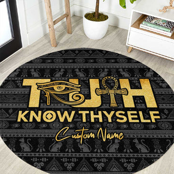 Personalized Truth Know Thyself Round Carpet Eye of Horus and Ankh DT02