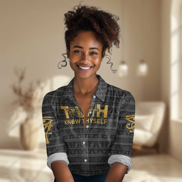 Personalized Truth Know Thyself Women Casual Shirt Eye of Horus and Ankh DT02