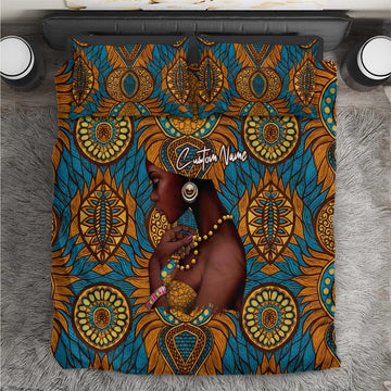 Personalized Black Girl Flora Bedding Set African Women DT02