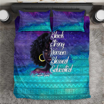Black Strong Women Blessed Educated Bedding Set African Girl DT02