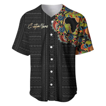 Personalized Sleeve African Pattern Baseball Jersey Multi-Colored DT02