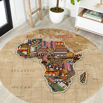 Personalized Africa On World Map Round Carpet DT02