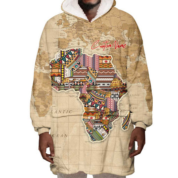 Personalized Africa On World Map Wearable Blanket Hoodie DT02