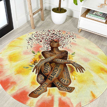 Black Queen Tie Dye Round Carpet DT02