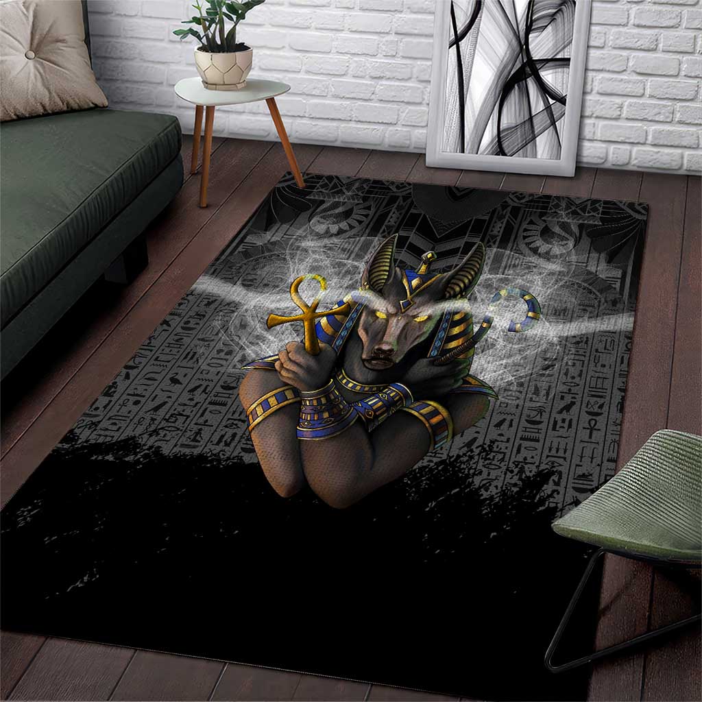 Anubis Area Rug Egypt Pattern Black DT02